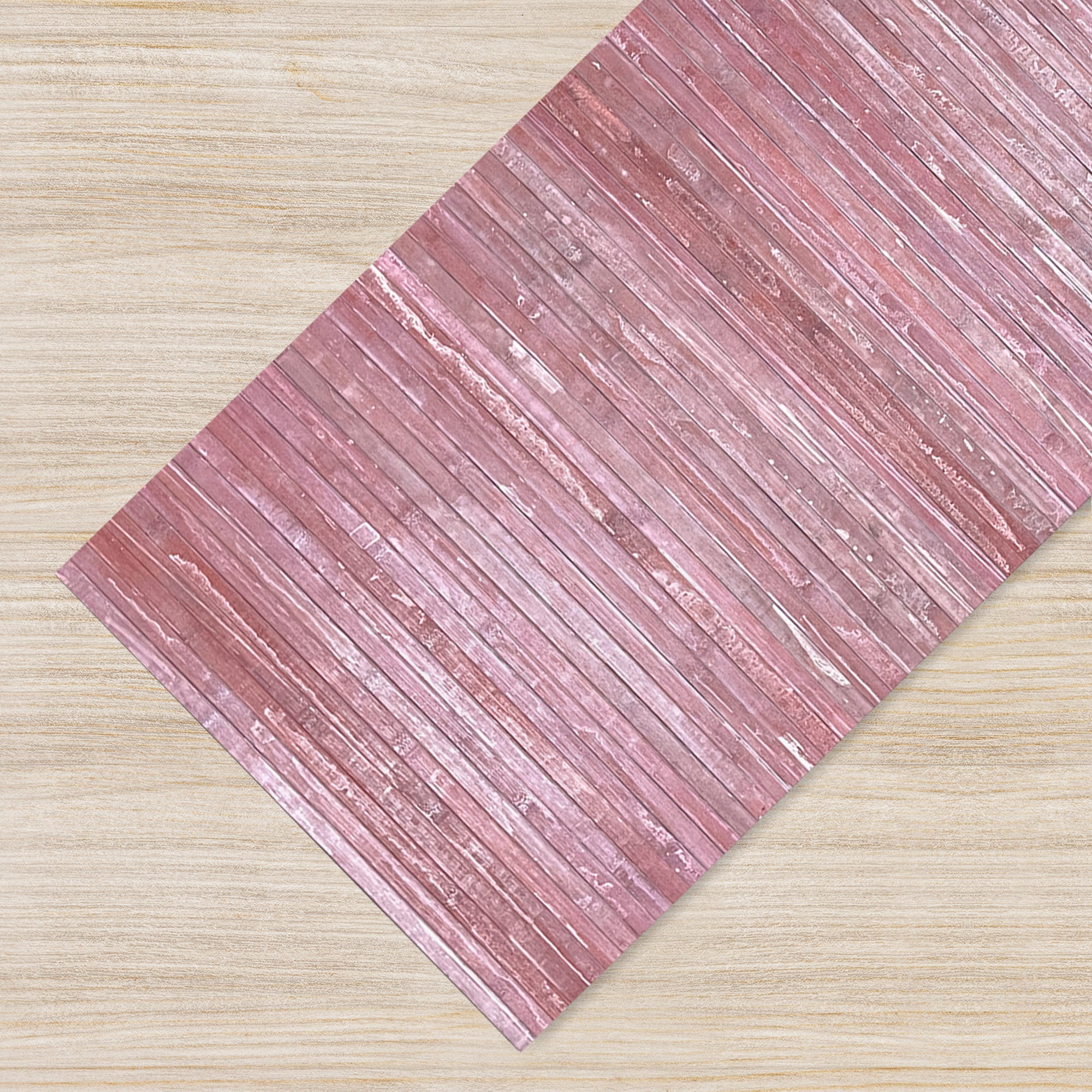 Tappeto Passatoia In Vero Bamboo Tappeto Cucina Ingresso In Legno Antiscivolo Aderente Lavabile E Antimacchia Tagliabile  - Mirtillo - 50x250 cm