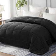 Quattro Stagioni Letto a Piume 220x240 Microfibra 300GSM Molto Sottile Respirante Infilato a Maglia Zavorra Letto a Piume Nera