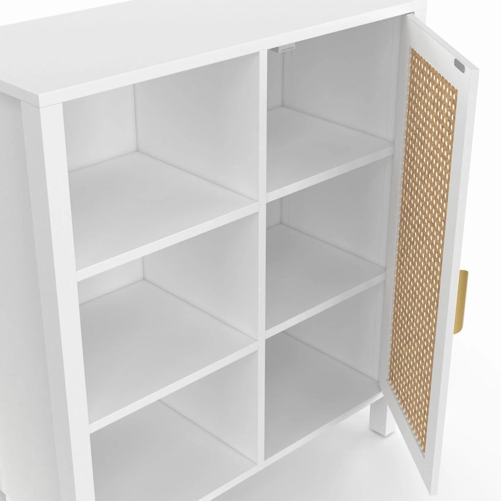 EDHEN credenza e armadietto bianco a 3 ripiani da 70 cm con teca