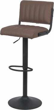 SGABELLO SIBILLA DA BAR IN ECO-PELLE TORTORA 40X49X 87-107H CM GIREVOLE CON SCHIENALE E STRUTTURA IN ACCIAIO
