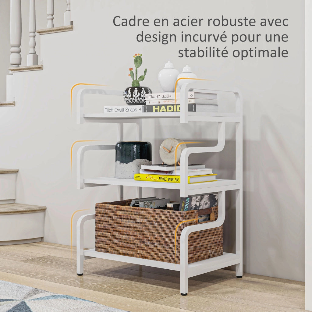 Libreria a 3 livelli ¨C zephmum ¨C in metallo, design industriale, bianco, 55x40x77 cm