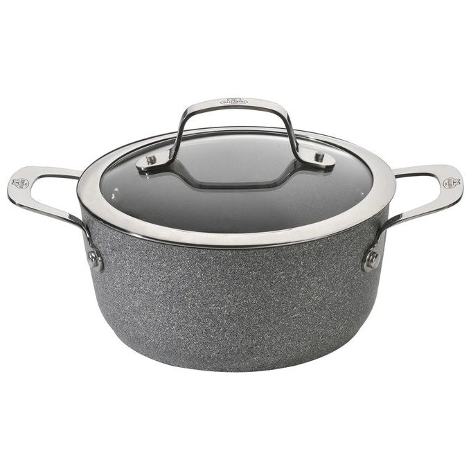 Ballarini 1007050 Salina Pentola Antiaderente 4,7 L con Coperchio in Vetro 24 cm Acciaio Inox Grigio granito colore Grigio