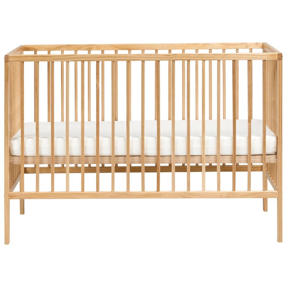 Lettino culla per neonati in legno di pino marrone chiaro 60 x 120 cm con barre regolabili in altezza Dimensioni standard