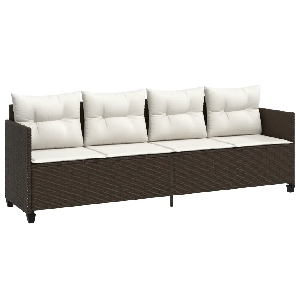 Lettino Prendisole con Cuscini MarroneÂ in Polyrattan