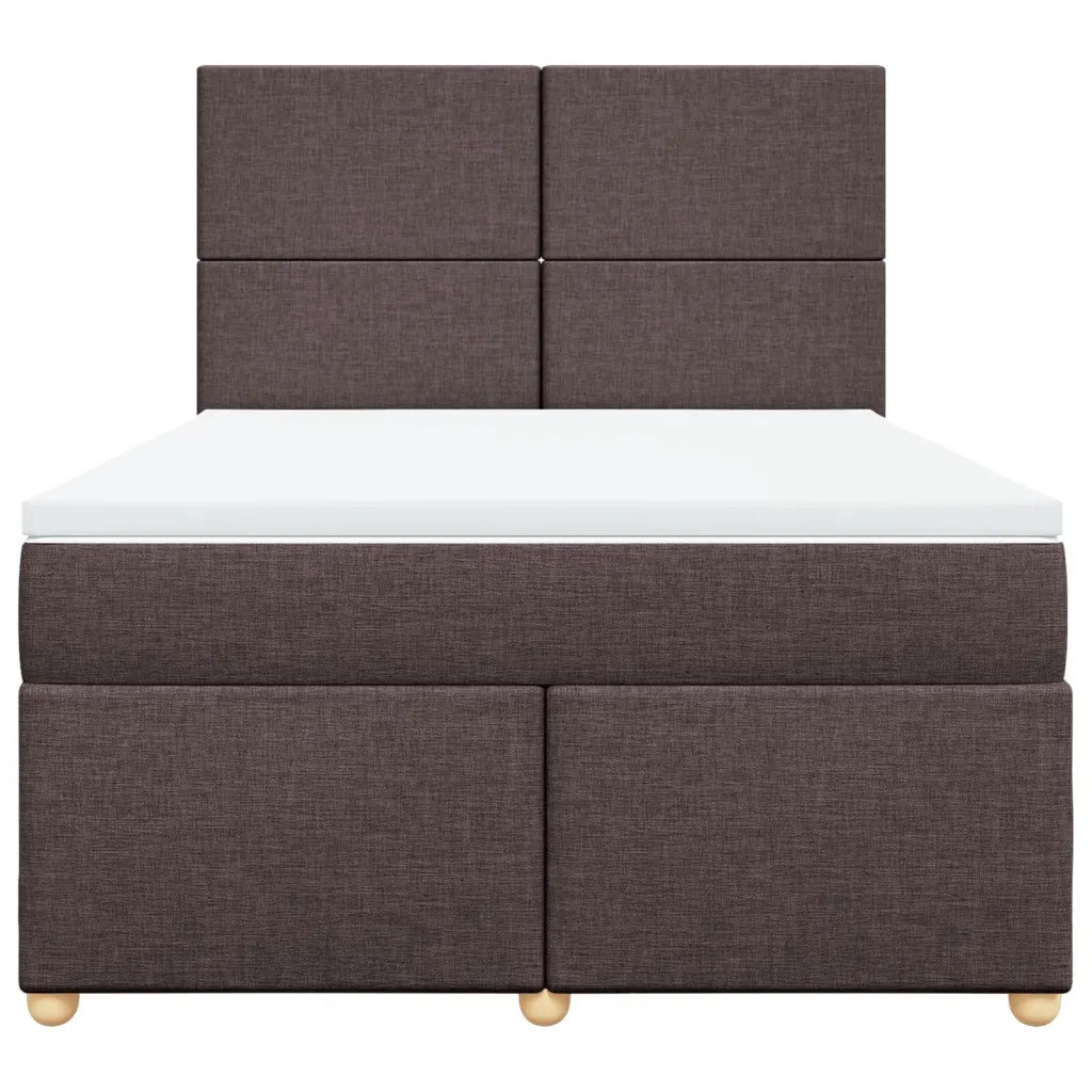 Giroletto a Molle con Materasso Marrone Scuro 160x200cm Tessuto