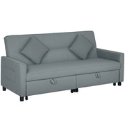 Divano Letto 3 Posti Clic Clac con Schienale Reclinabile e 2 Cuscini, 196x90x89 cm, Grigio