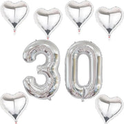 Folieballone XXL 40 pollici - Cifra Ballo 30 - Decorazione di Compleanno - Ballo Helio/Aria - Alta Resistenza alla Forma - Incluso Spillo per Inflazione