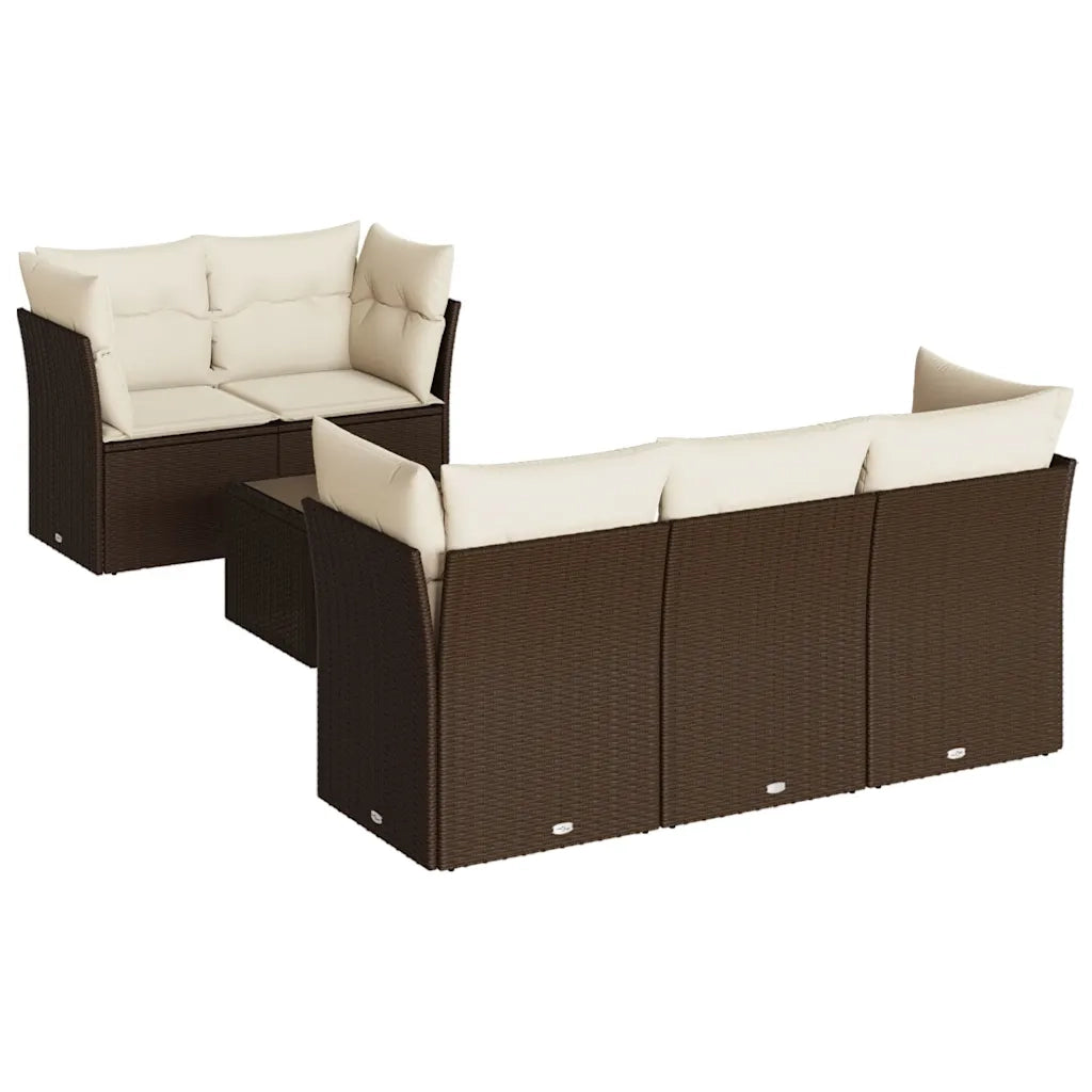 Set Divano da Giardino 6 pz con Cuscini Marrone in Polyrattan 3217253