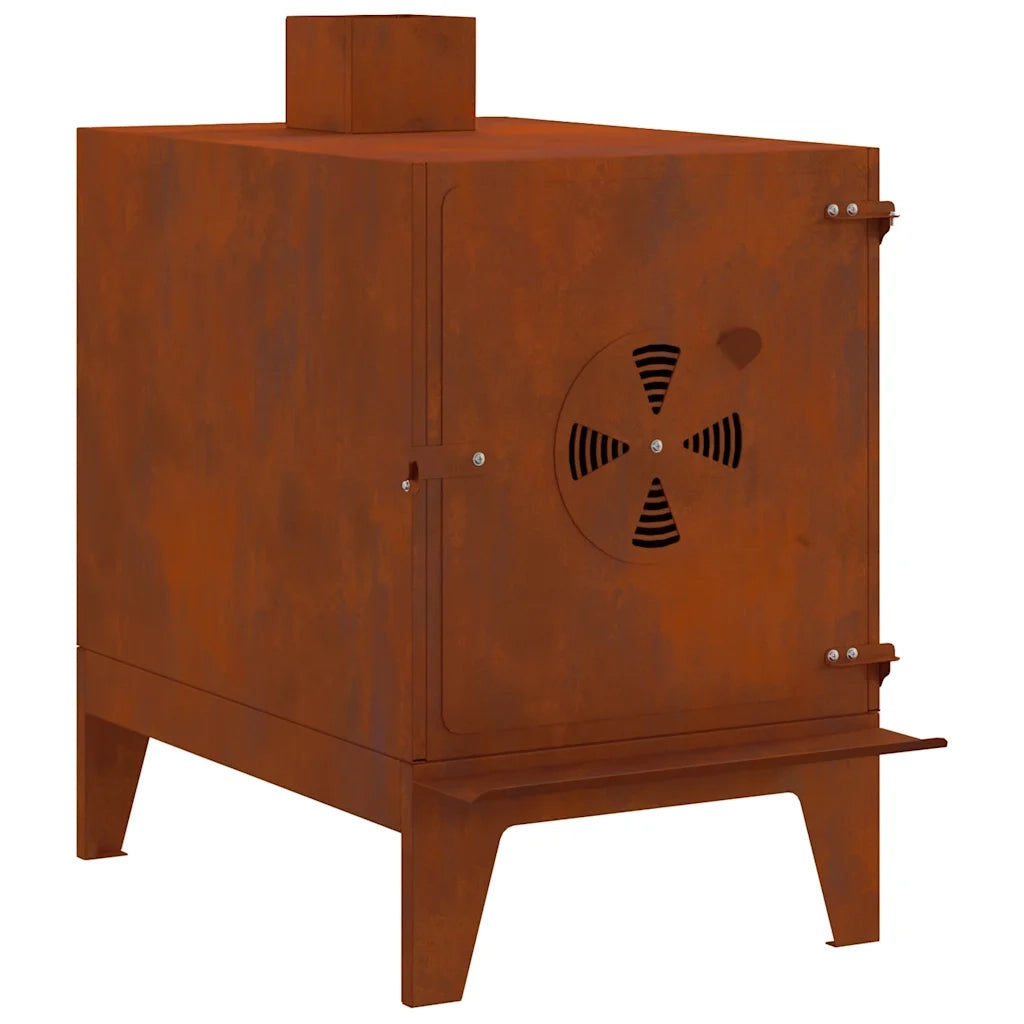 Stufa da Campeggio-Stufa a Legna 35x50x60 cm in Acciaio Corten