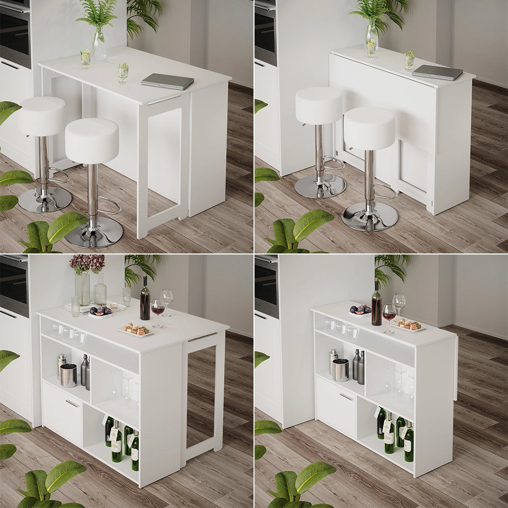 Vicco Tavolo bar con sgabelli Bianco 116 x 37 cm con 2 sgabelli da bar
