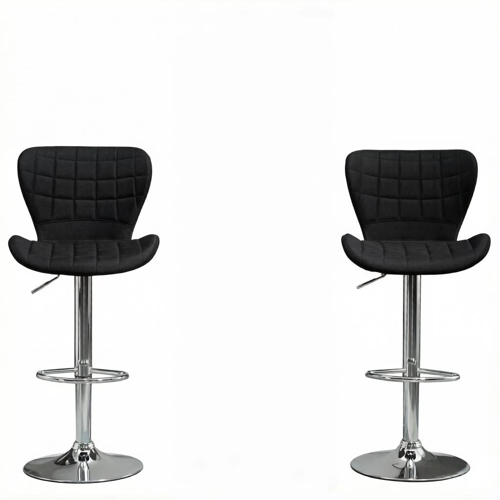 SGABELLO da bar regolabile 47x51,5x89,5-111,5 cm in lino nero Set da 2 pezzi