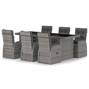 Set da pranzo da giardino 7 pezzi con cuscini in resina intrecciata grigia 02_0014931