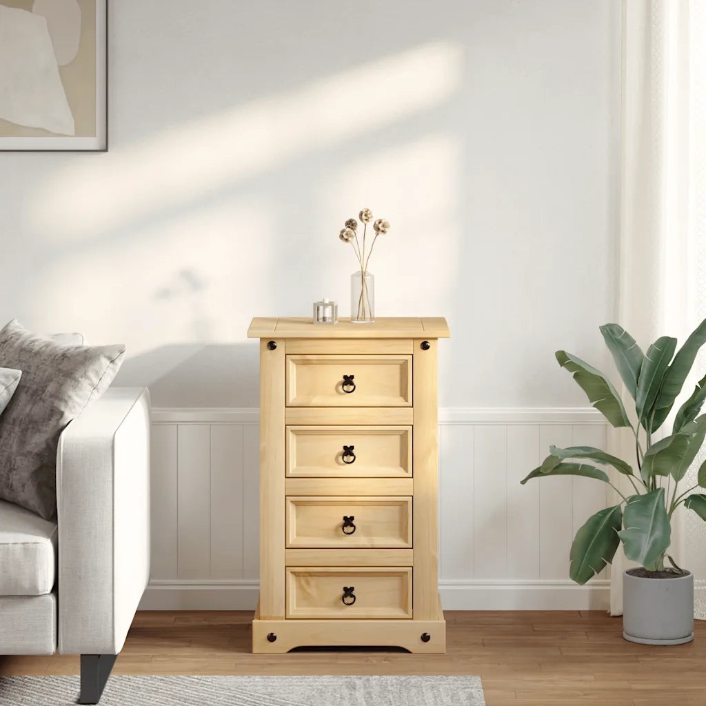 Comodino-Tavolino da notte Corona 53x39x84 cm in Legno Massello di Pino