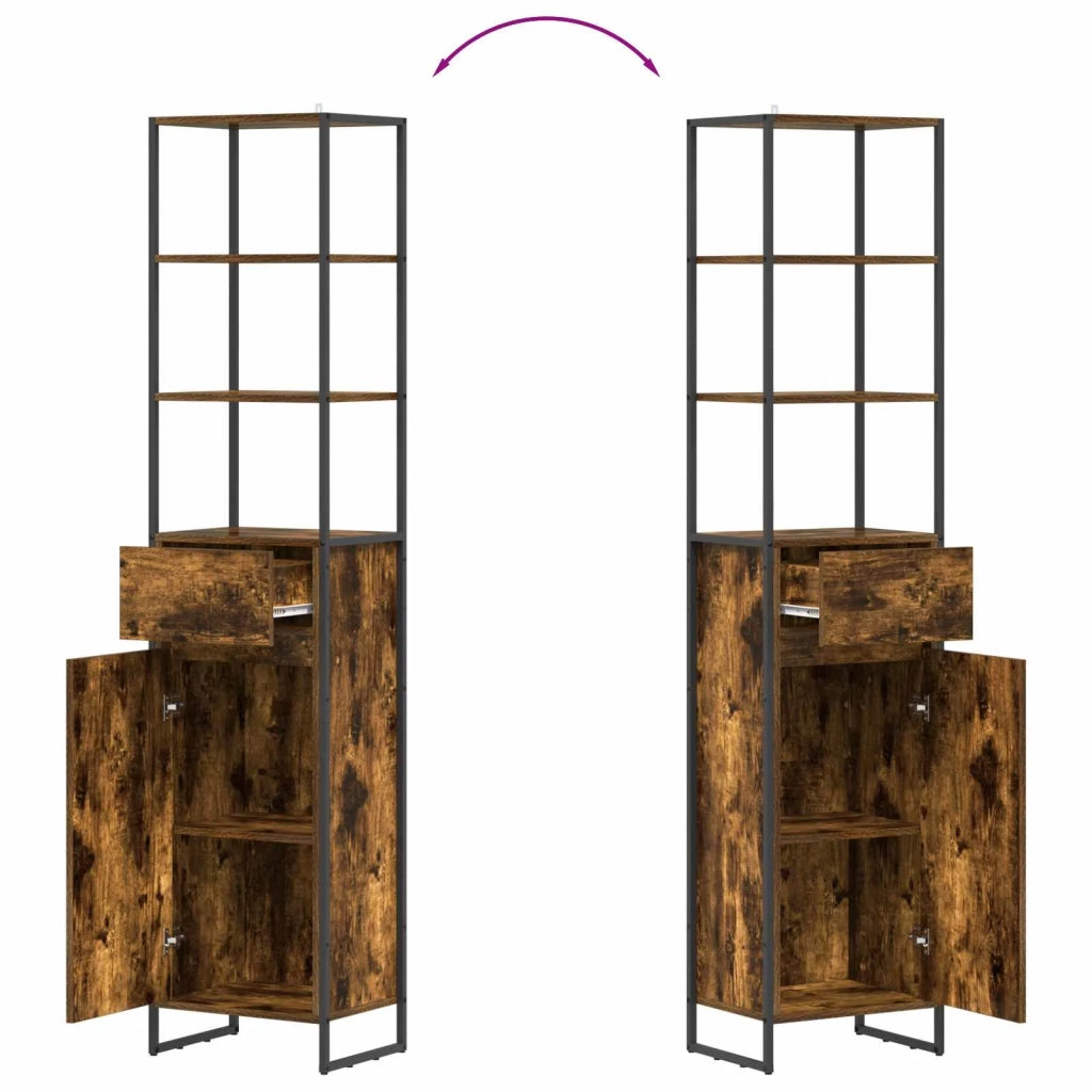 Mobile da Bagno con cassetto Quercia Fumosa 40 x 30 x 180 cm 886494