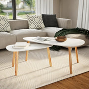 Set Tavolini Salotto 2pz in Legno Massello Massello Pino Bianco 244731
