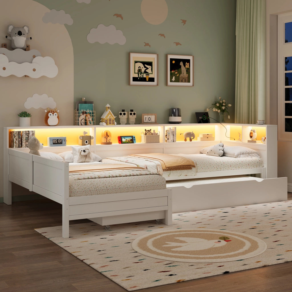 letto piattaforma in legno bianco 225 x 314.5 cm