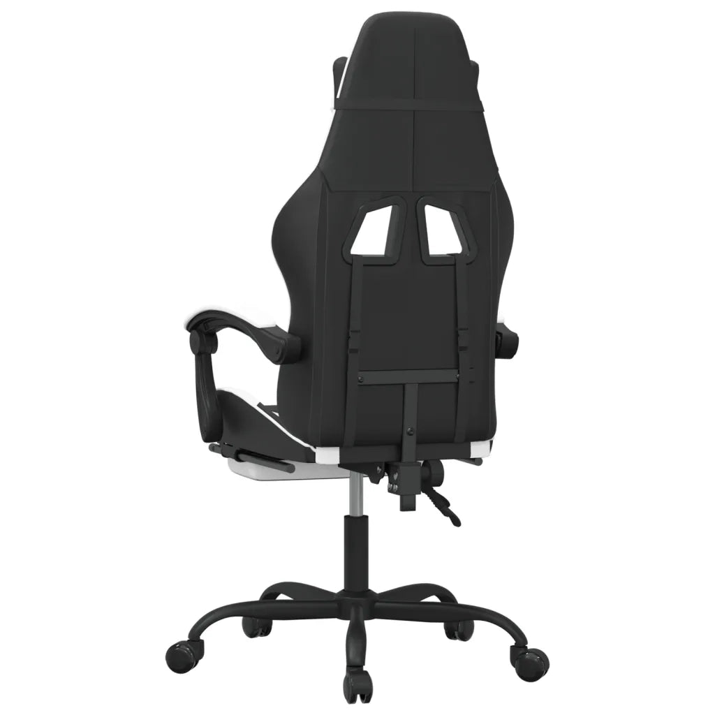 vidaXL Sedia da Gaming Girevole Poggiapiedi Nero e Bianco Similpelle