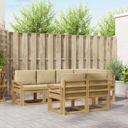 Set di divani da esterno 7 pz Bianco e Beige Poliestere 3387772
