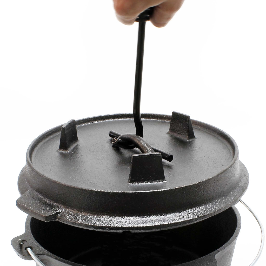 Dutch Oven Forno Olandese con Pentola in ghisa 8l sottopentola e solleva coperchio per fuoco campeggio