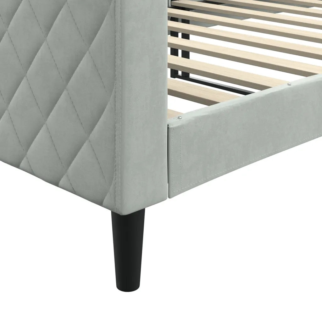 Letto singolo | Letto per adulti | Letto da Giorno Grigio Chiaro 90x200 cm in Velluto