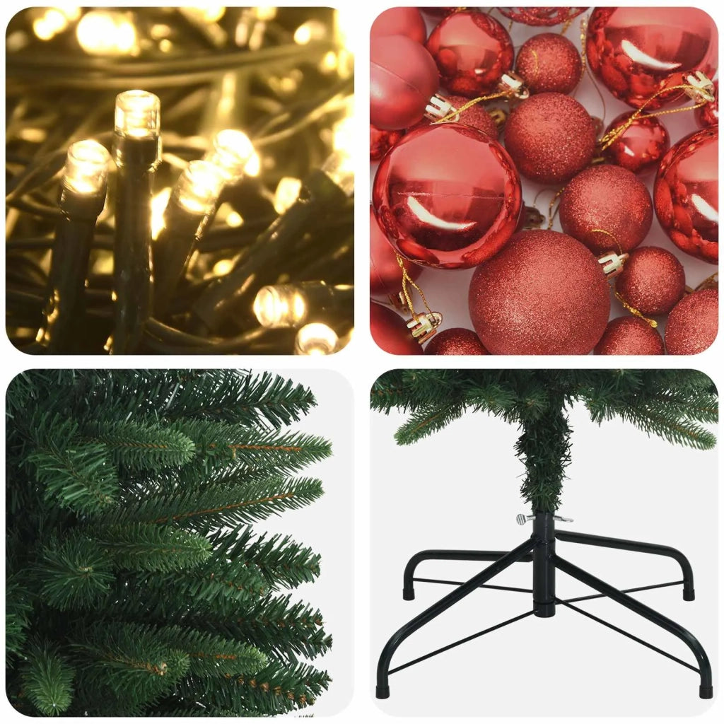 Albero di Natale Artificiale Slim con Palline 120 cm 150 LED 3465925