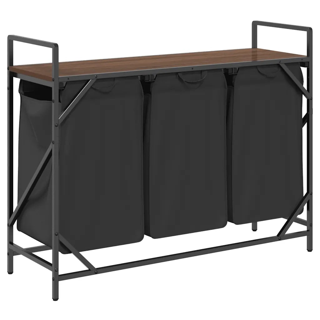 Cesto della Biancheria 3 Scomparti con Ripiano Rovere Marrone CFW6344135