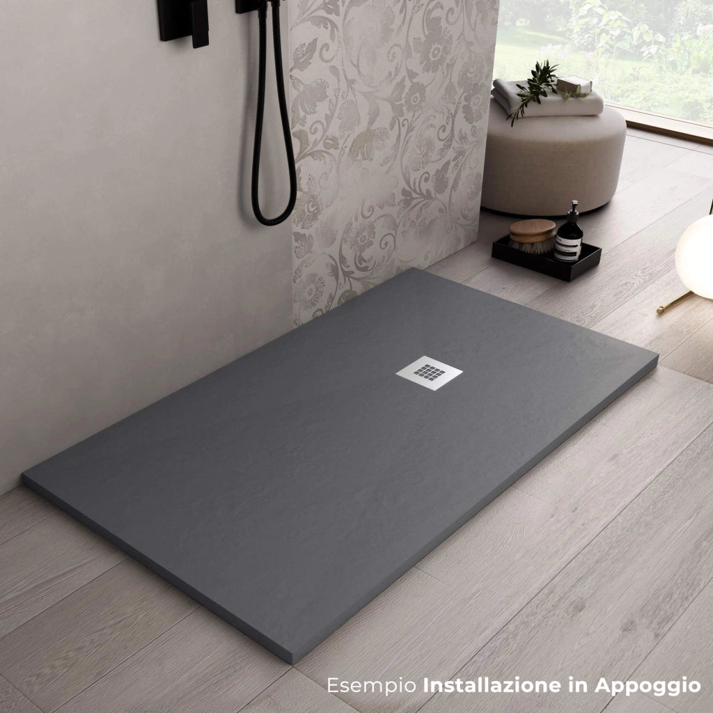 Piatto Doccia 80x100 cm in Pietra Bonussi Everest Antracite
