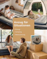Letto a aria per 2 persone - Letto autoinflante con pompa elettrica - Matrimoniale gonfiabile per escursioni in campeggio - Gonfiabile e svuotabile rapidamente - 152 x 203 x 38 cm - 295 kg max.
