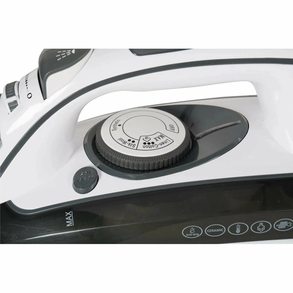 Trade Shop - Ferro Da Stiro A Vapore 2800w Capacità 400 Ml Punta Slim Autopulente Stiratura A Secco -