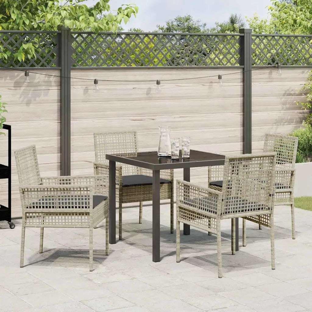Set da Pranzo per Giardino 5 pcs Grigio chiaro polyrattan