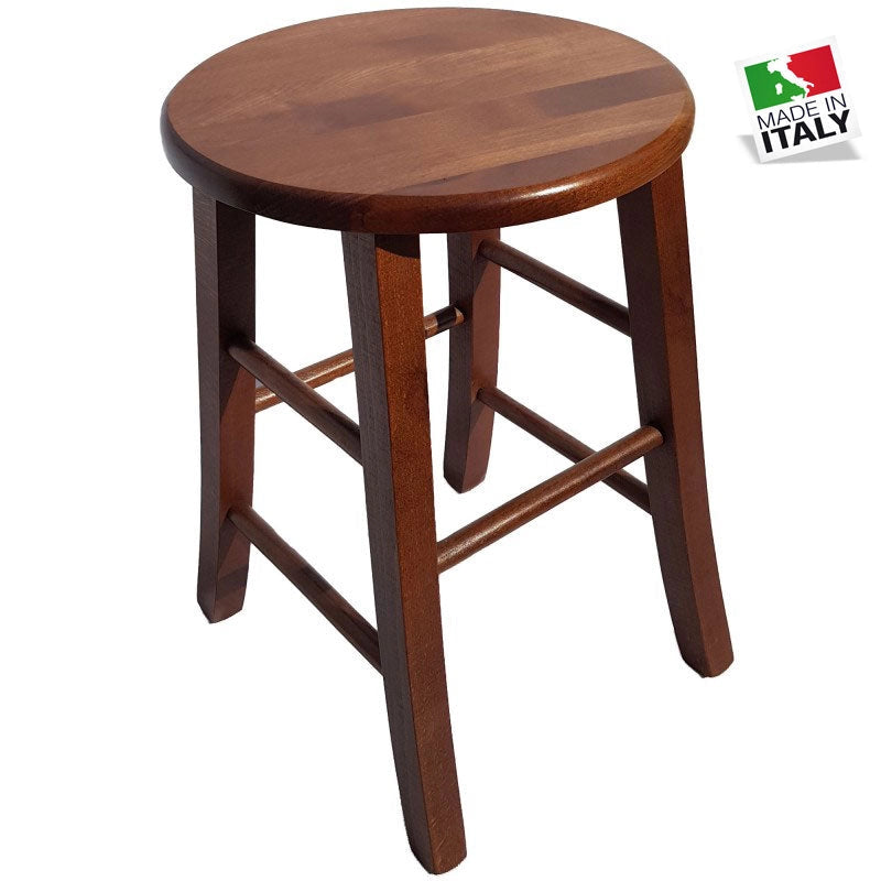 Sgabello tondo seduta massello h47 noce