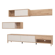 Mobile Soggiorno Alunzio, Parete Attrezzata 5 Ripiani, 234x40x178h cm Bianco Crema
