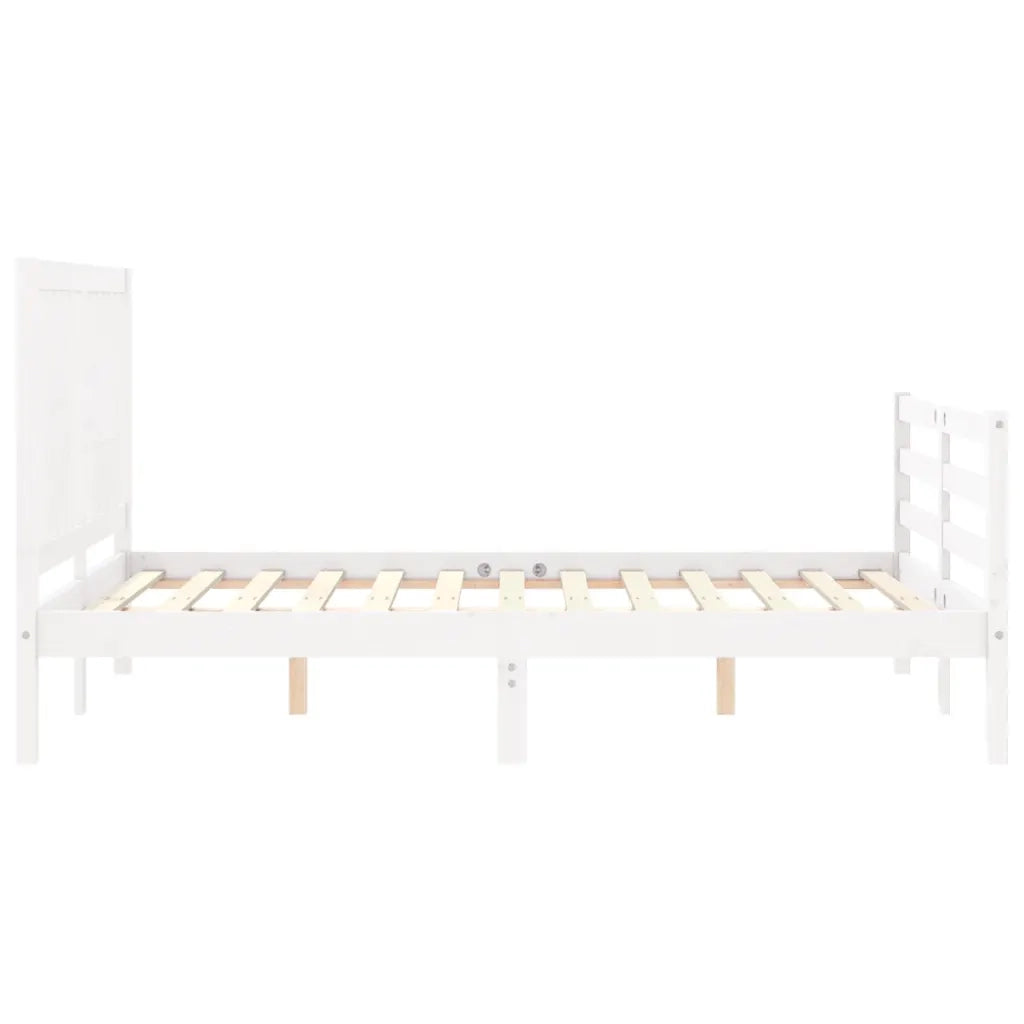 Giroletto con Testiera-Struttura Letto con testiera Bianco 140x200 cm in Legno Massello 764629