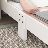 Lettino per Bambini 3-6 Anni con Sponde Laterali Anticaduta 143x74x66 cm in MDF Bianco e Rosa