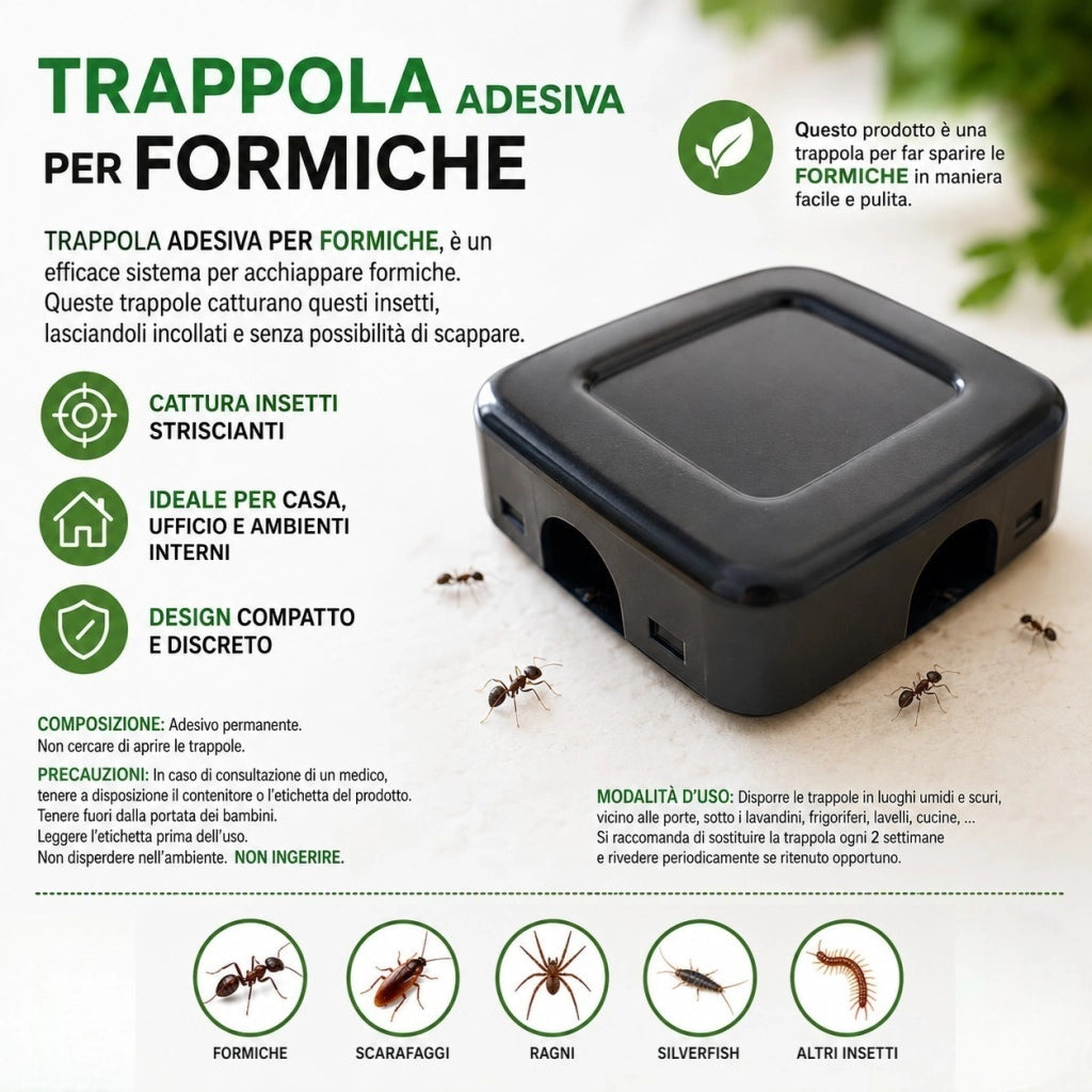 4 Trappole Adesive Formiche o Scarafaggi Da Interno Non Tossiche Per la Casa Trappola per formiche