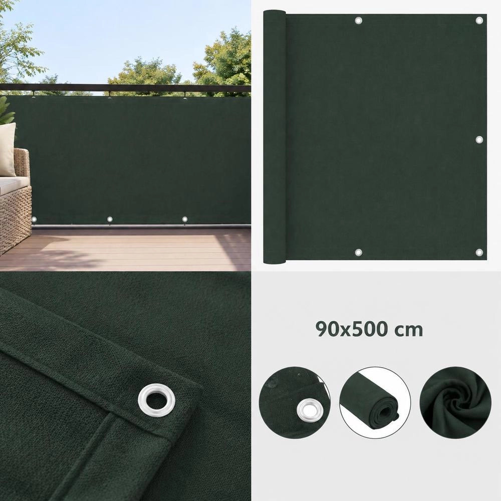 Balcony Privacy Screen, Dark Green, 90x500 Cm, Oxford Fabric