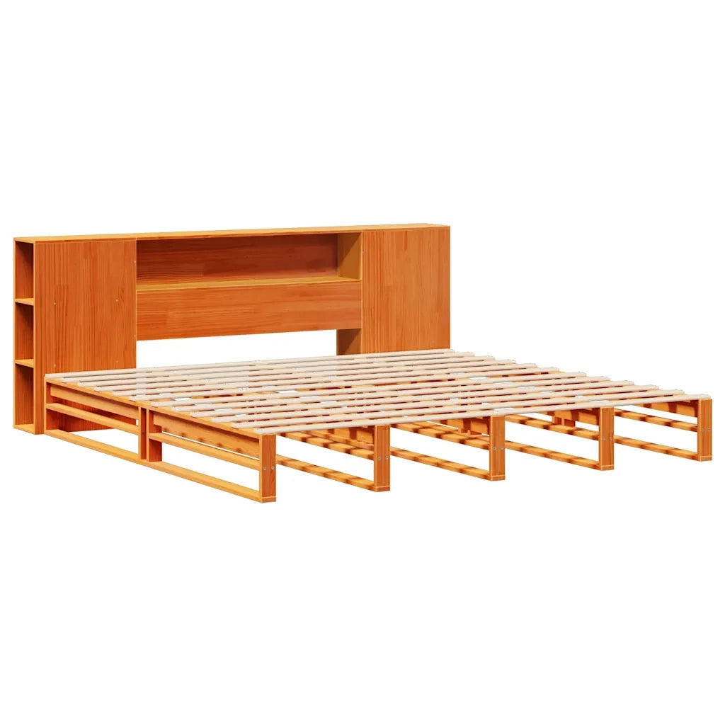 Letto Libreria senza Materasso Marrone Cera 200x200 cm Legno 3323889