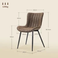 Set di 2 Sedie da Pranzo Imbottite, Design Moderno, Marrone