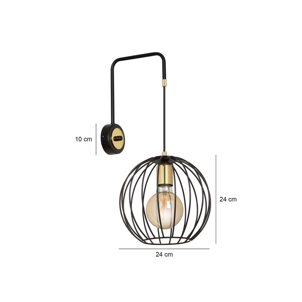 Applique Contemporaneo Omoikane Acciaio Nero 1 Luce E27 Ip20