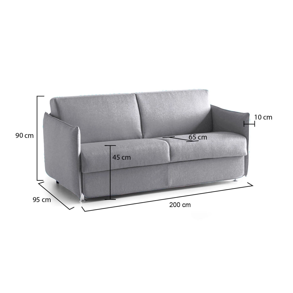 Severo, Divano Fisso 3 Posti Sfoderabile Made in Italy, 200x95 cm Grigio