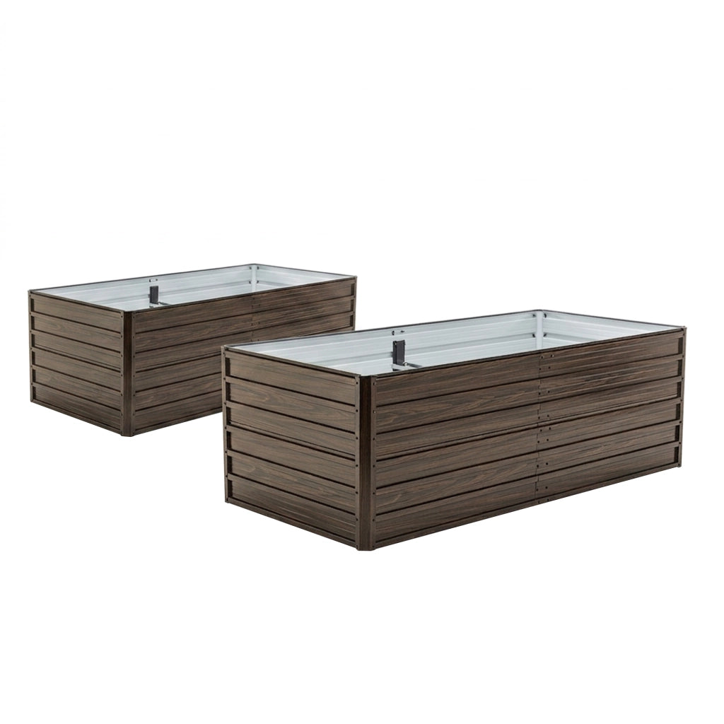 Fioriera Rialzata in Metallo ¨C MINIMAL ¨C 190x90x64 cm, Acciaio Resistente, Effetto Legno