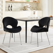Sedia da pranzo in velluto nero senza braccioli; struttura in metallo; 66 x 55;5 x 53;5 cm