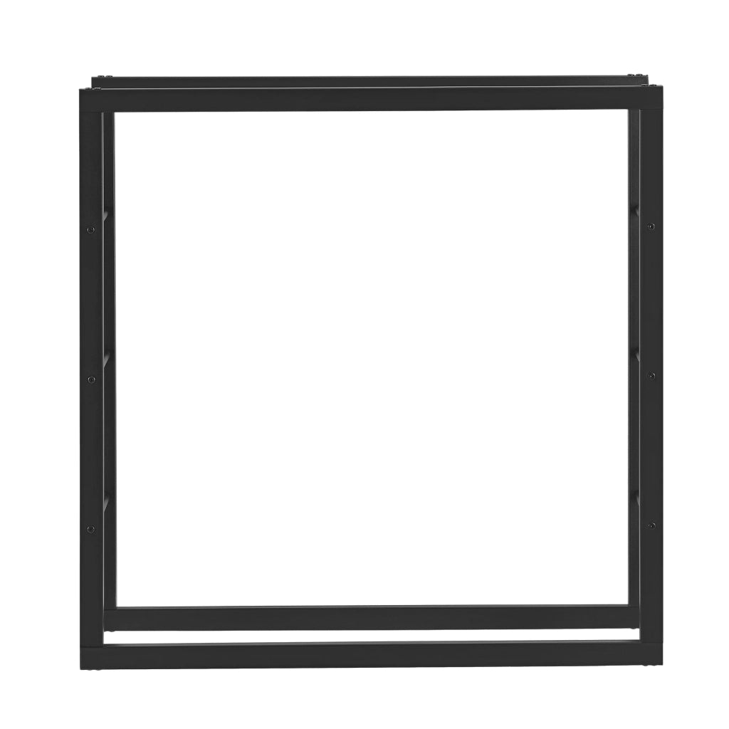 Robusto portalegna solido portalegna supporto per legna da ardere stoccaggio efficiente per uso interno ed esterno acciaio laccato 100 cm nero 03_0005952