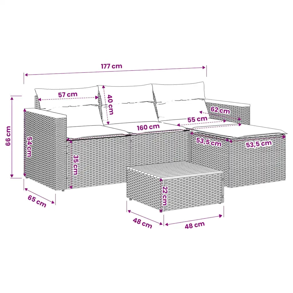 Set Divani da Giardino 3 pz | Set Salotto da Giardino con Cuscini Grigio in Polyrattan