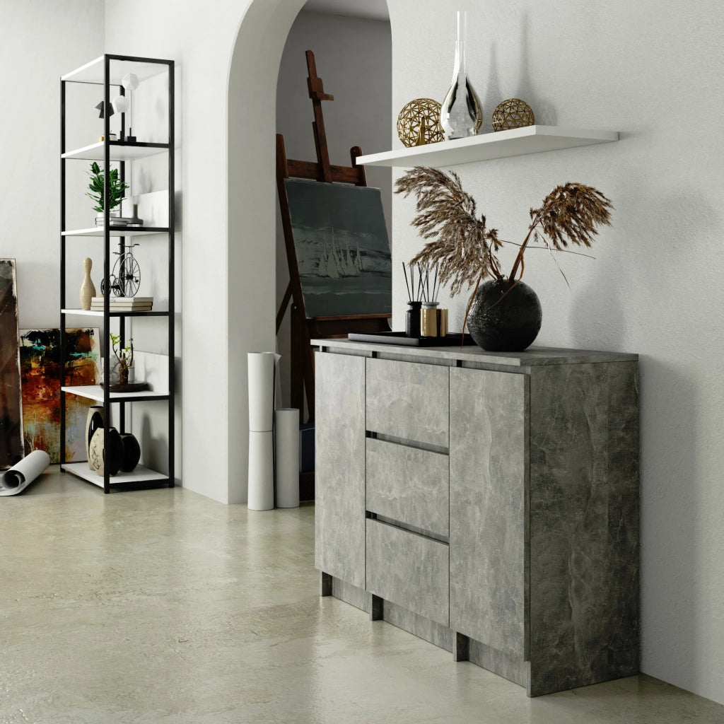 Cassettiera AKORD K100 Cemento 101 cm 2 ante 3 cassetti 101x35x76 cm