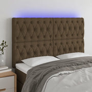 Testiera a LED Marrone Scuro 160x7x118/128 cm in Tessuto