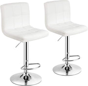 Set di 2 Sgabelli da Bar Regolabili in Altezza 65 – 85 cm, Girevole a 360° con Schienale e Poggiapiedi, Sgabello da Bistrò, Portata Fino a 150 kg