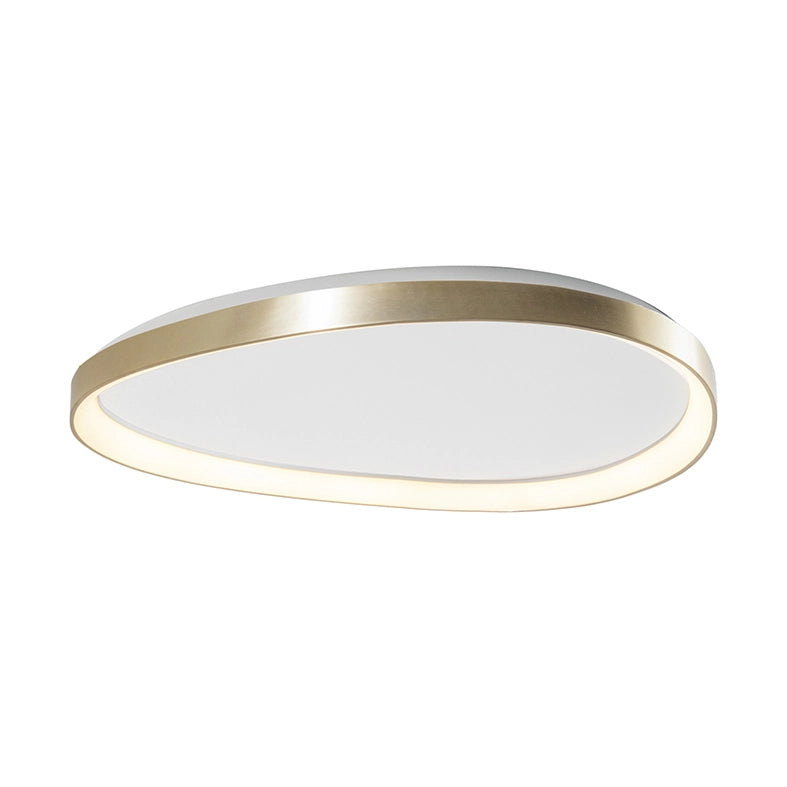 Lotus Plafoniera LED 48W 3000K IP20 - Lampada da soffitto asimmetrica in metallo color oro satinato, design sottile ed elegante - Rossini Group