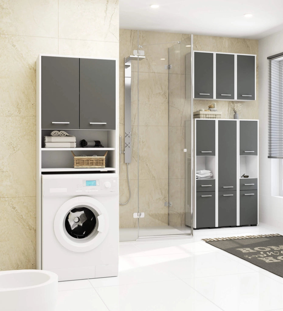 Mobile bagno sospeso AKORD FIN Bianca 30 cm 1 anta inserto frontale Grigio Grafite 30x22,5x60 cm