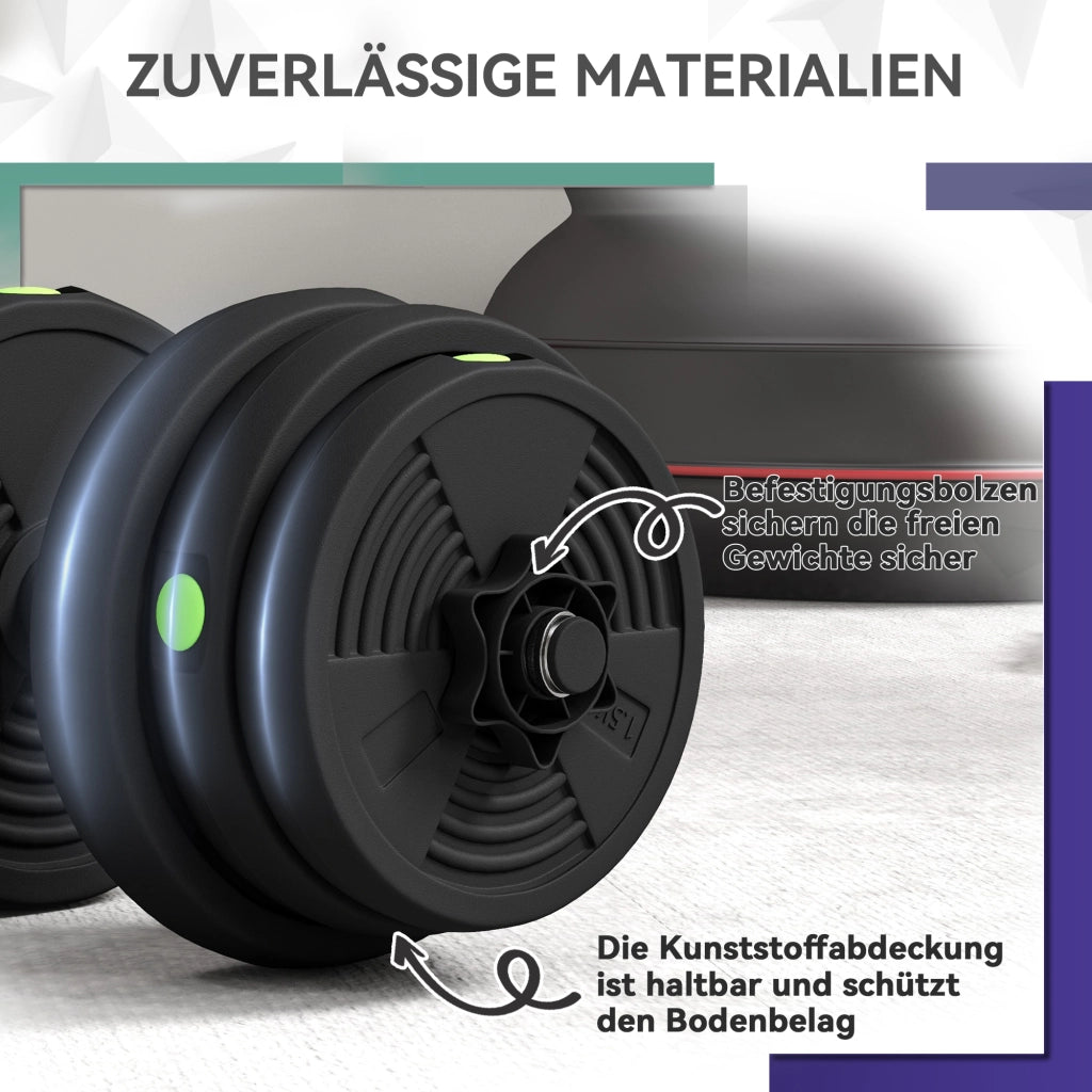 Set di manubri 2 in 1 ¨C zephmum ¨C 25 kg, Nero/Verde